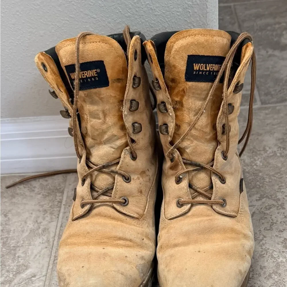 Wolverine Beige Leather Lace-Up Boots